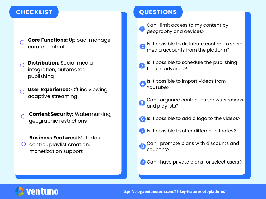 OTT Platform - CMS - Checklist - Questions