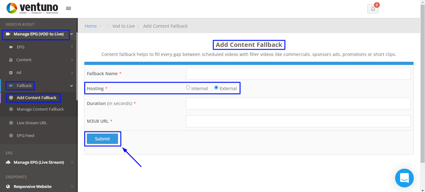 ADDING CONTENT FALLBACK - internal and External