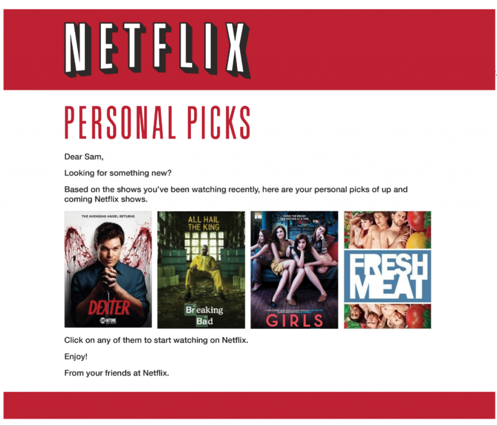 Netflix Personal Picks Recommendations